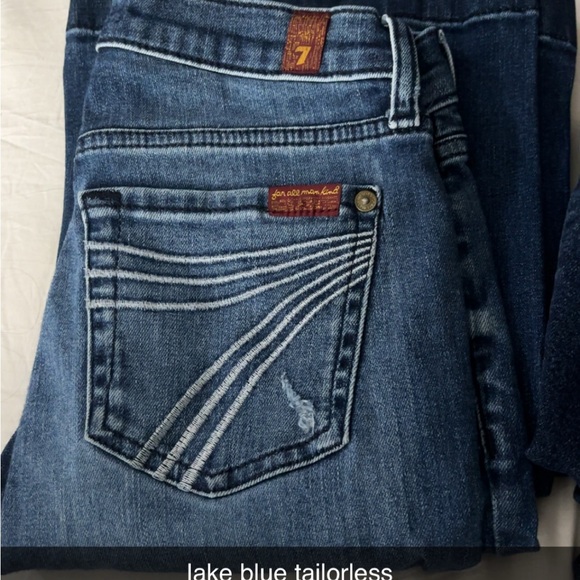 7 For All Mankind Women's Lake Blue Straight Leg Jeans